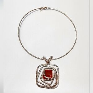 Sterling and Carnelian Brutelist Choker